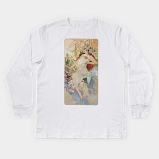 Four Seasons by Mucha, Summer Kids Long Sleeve T-Shirt